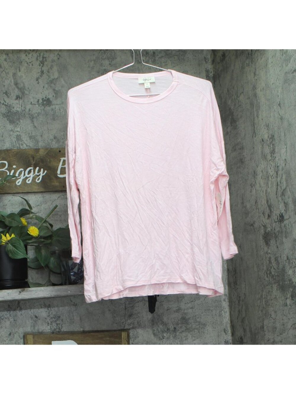 Style & Co. Oversized Long Sleeve Crewneck T-Shirt 100135065PT Fiji Pink PS